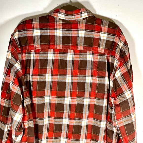 Vintage 90s Faded Glory red flannel plaid buttondown shirt 2XL - Picture 8 of 9